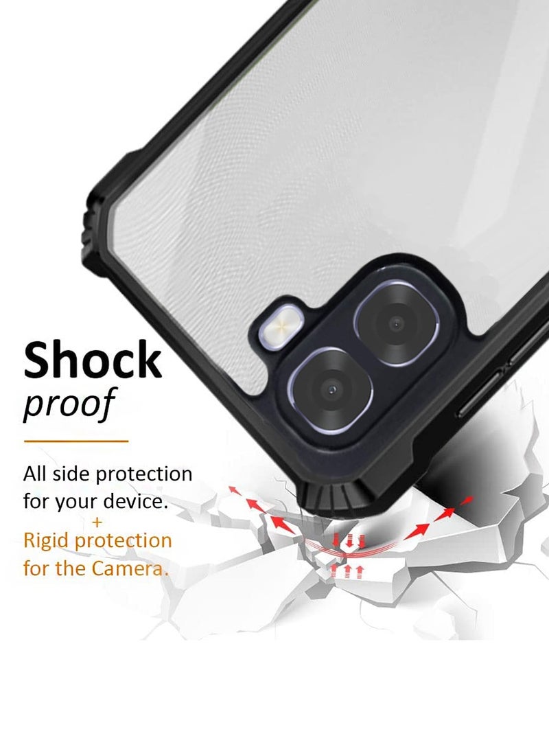 دبليو تيك غطاء سيليكون هجين TPU لهاتف Oppo A6x 5G 2025 مع مصدات مدرعة مرتفعة، غطاء نحيف (MCAPSA) - شفاف/أسود - Image 4