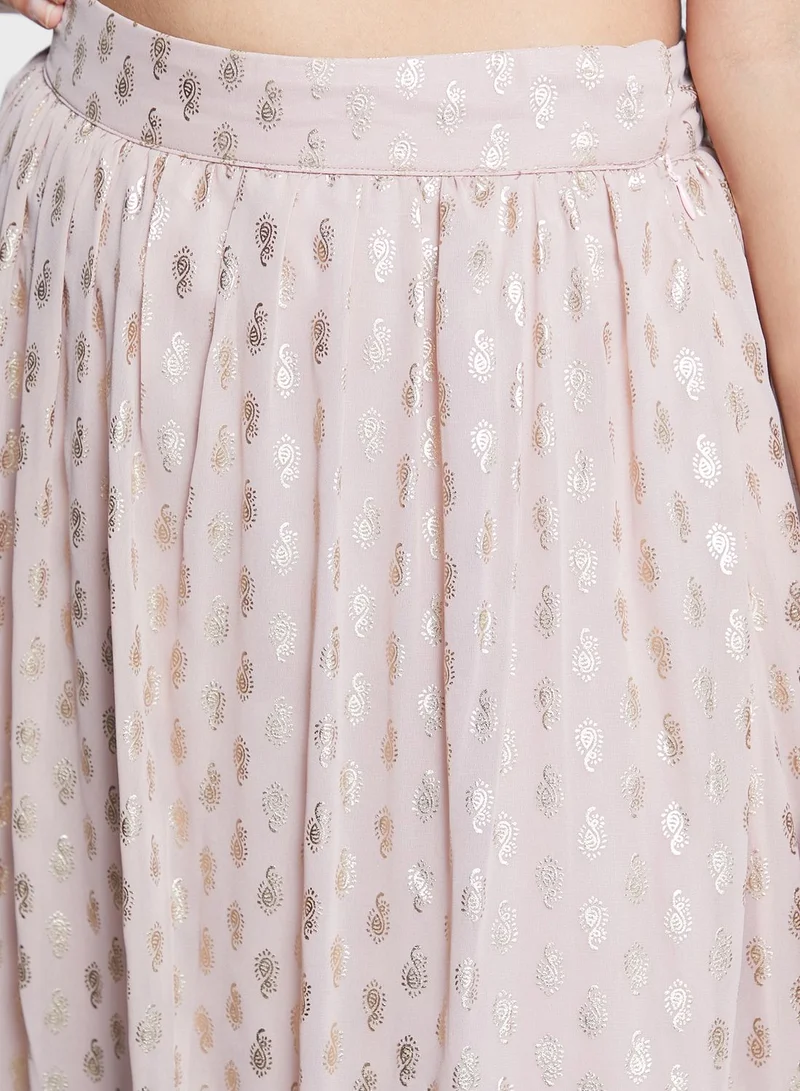 indya Embroidered Foil Ruffle Lehenga Skirt