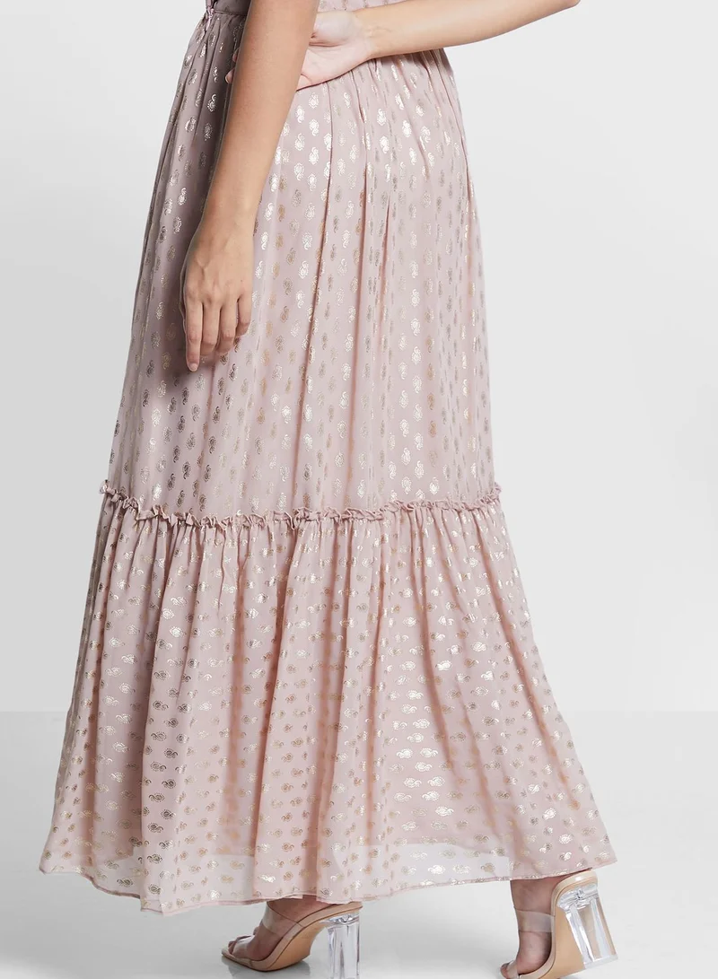 indya Embroidered Foil Ruffle Lehenga Skirt