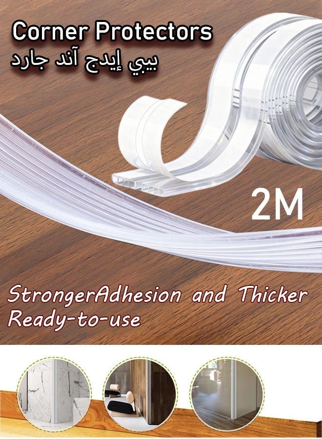 2M Baby Edge and Guard,Clear Baby Edge Protector 100% Silicone,Baby Proofing Corner,Furniture Corner Guard & Edge Safety, Edge Protector for Child Table Cabinets Furniture Bumper - Image 1