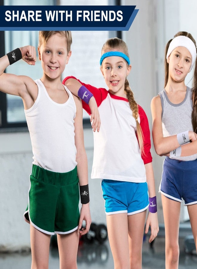 Charniol Gymnastics Wristbands for Grips, 4 Pairs Colorful Kids Polyester Cotton Wrist Bands Sweat Band, 3.15 x 3.94 Inches, Black, Purple, White, Pink - Image 4