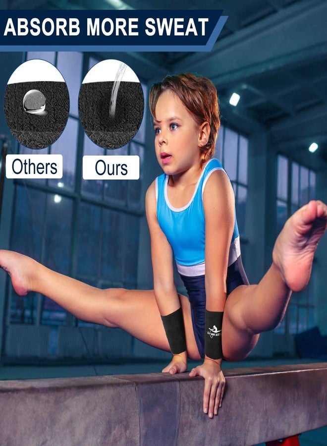 Charniol Gymnastics Wristbands for Grips, 4 Pairs Colorful Kids Polyester Cotton Wrist Bands Sweat Band, 3.15 x 3.94 Inches, Black, Purple, White, Pink - Image 5