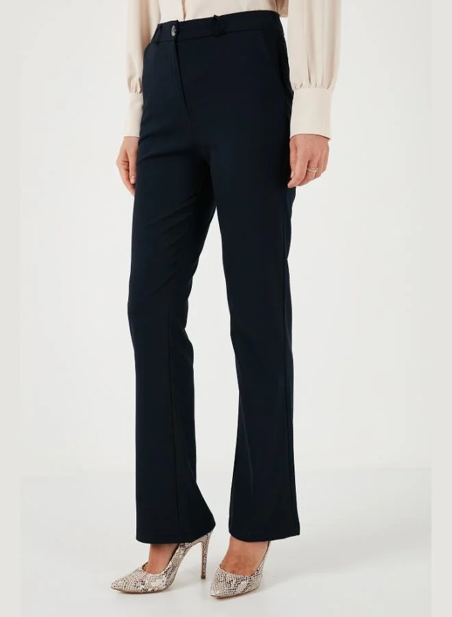 Lela Lela High Waist Regular Fit Wide Leg Trousers Women's Pants 611PL030W4