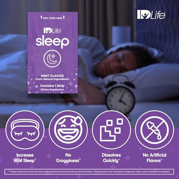 IDLife - Sleep Aid for Grown-Ups - Non-GMO - Non-Habit Forming - Gentle Blend with Melatonin, L-Theanine, and 5HTP - 30 Individually Wrapped Strips - Image 2