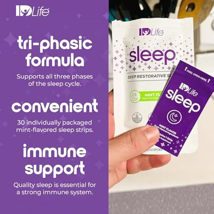 IDLife - Sleep Aid for Grown-Ups - Non-GMO - Non-Habit Forming - Gentle Blend with Melatonin, L-Theanine, and 5HTP - 30 Individually Wrapped Strips - Image 3