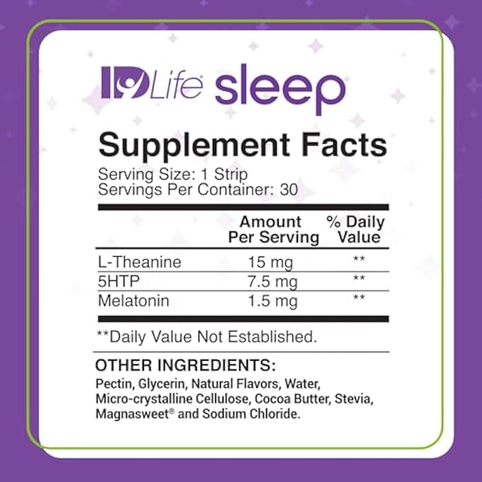 IDLife - Sleep Aid for Grown-Ups - Non-GMO - Non-Habit Forming - Gentle Blend with Melatonin, L-Theanine, and 5HTP - 30 Individually Wrapped Strips - Image 4