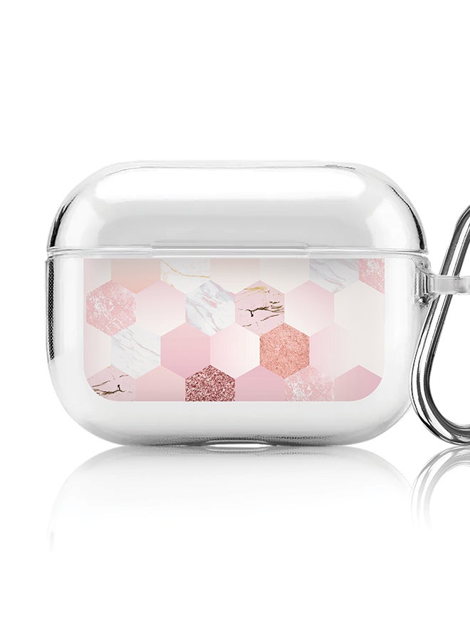 Stylizedd Classic Clear printed Case for Apple AirPods Pro 2nd Generation Thin Transparent Cover [Designed for Apple AirPods Pro 2nd Generation] - Marble Pink Honeycomb - Image 1