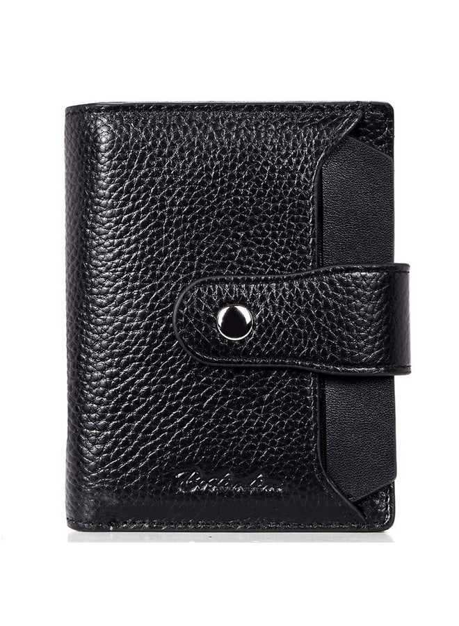 Bostanten Women Leather Wallet Rfid Blocking Small Bifold Zipper Pocket Wallet Card Case Purse With Id Window Black - Image 1