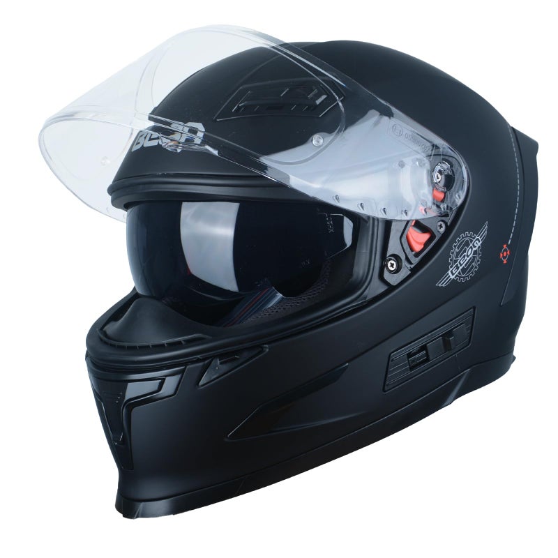 BEON Full Face Motorcycle Helmet Street Bike Helmet with ClearTinted Visors and Multiple Vents Motocross Casco DOT Approved for Adult Men Women SXL M Matte Black - Image 3