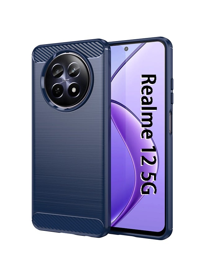 GKK Realme 12 5G Case Cover with Carbon Fiber Shockproof Rugged Shell Anti-Scratch Easy Install Anti-Scratch Soft TPU Comfortable Touch Back Cover Protective Accessory For Realme 12 5G（Blue） - Image 1