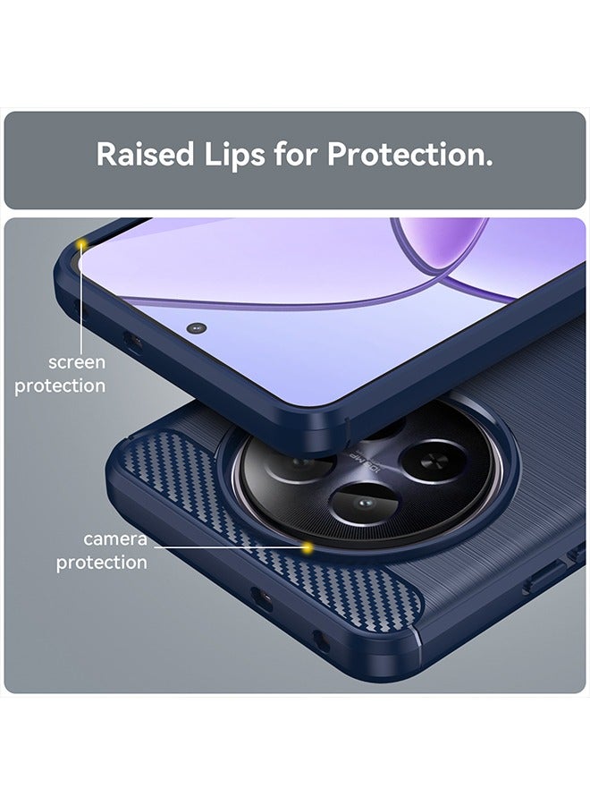 GKK Realme 12 5G Case Cover with Carbon Fiber Shockproof Rugged Shell Anti-Scratch Easy Install Anti-Scratch Soft TPU Comfortable Touch Back Cover Protective Accessory For Realme 12 5G（Blue） - Image 2