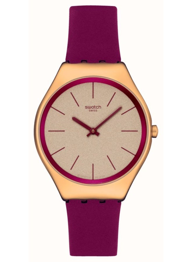 Swatch Skin Alpine Berry Red Dial Leather Watch SYXG131 - Image 1