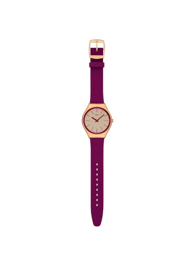 Swatch Skin Alpine Berry Red Dial Leather Watch SYXG131 - Image 2
