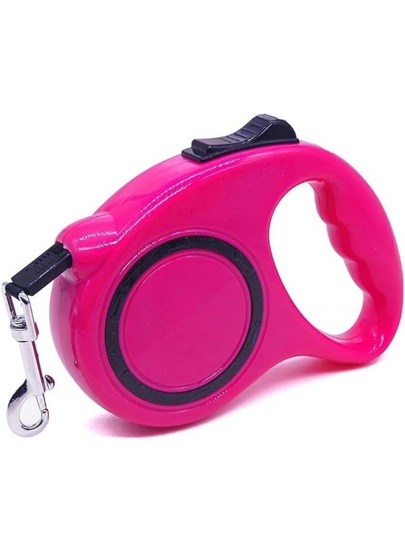 سلسلة قابلة للسحب للكلاب من 3M بمقبض مضاد للانزلاق، سلسلة قابلة للسحب للكلاب الصغيرة والمتوسطة والكبيرة حتى وزن 15 كجم، بزر واحد للكسر والقفل 360 درجة، مقاومة للتشابك، سلسلة طويلة متينة للكلاب للجري والمشي (وردي)