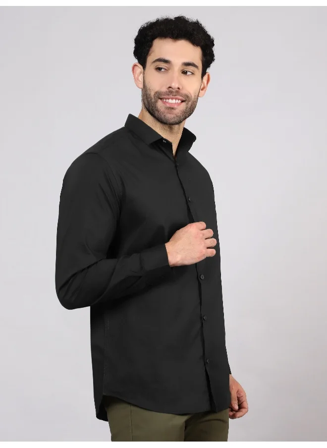 بيونغ BEYOUNG Black Plain Cotton Shirts