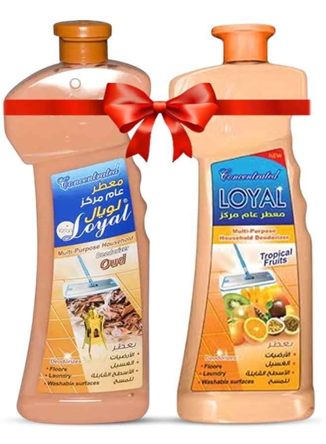 لويال عطر منزلي متعدد الاستخدامات، عبوتان سعة 2100 مل برائحة العود والفواكه الاستوائية
