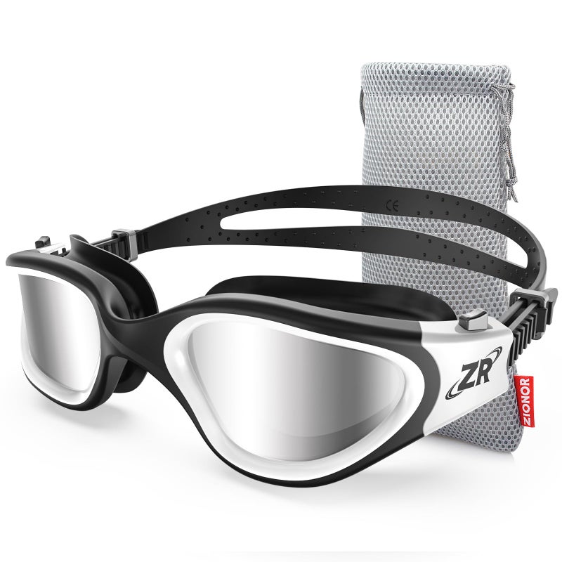 ZIONOR Swim Goggles, Upgraded G1 Polarized Swimming Goggles UV Protection Anti-fog Adjustable Strap for Men Women Adult Indoor or Outdoor (Polarized Mirror Silver Lens) - Image 1