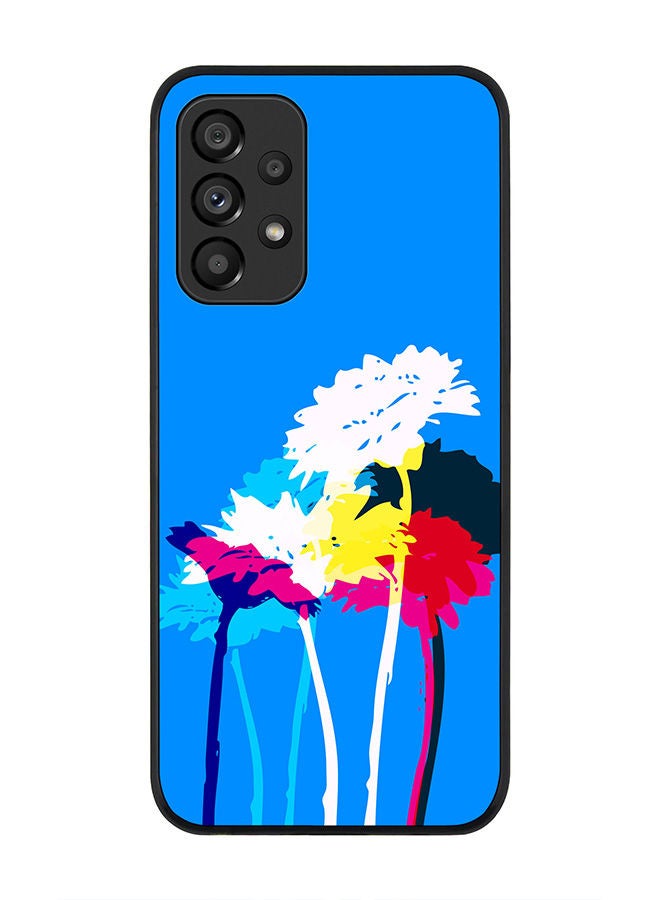 Stylizedd Rugged Black edge case for Samsung Galaxy A33 5G Slim fit Soft Case Flexible Rubber Edges Anti Drop TPU Gel Thin Cover - Bleeding Flowers (Blue) - Image 1