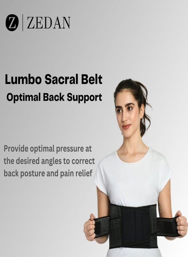 ZEDAN Lower Back Brace Support/Lumbar Support | Waist Belt for Back Pain Relief, Back Sprains, Strains, Sciatica | Compression Belt with Dual Adjustable Strap | For Men & Women | Universal Fit (Black) - Image 4