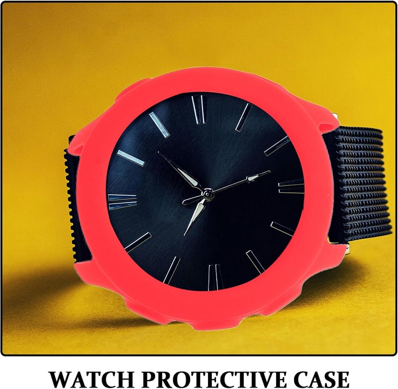 SECFOU 8pcs Soft Silicone Watch Case Guard Compatible with Garmin Forerunner 158, Bumper Cover with Screen Shield for Sports Smartwatch, Red Wristwatch Accessories for Outdoor Use - Image 3