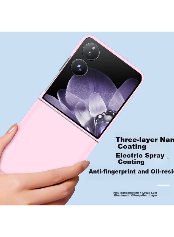 Freeson Matte Frosted Protective Case For Xiaomi Mix Flip Phone, Ultra Thin Full Coverage Anti-Drop Pc Hard Shell Fashionable Colorful Trendy For Men And Women, Pink - Image 1