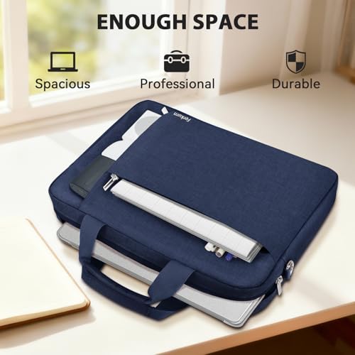 Ferkurn Laptop Bag Case for Women Men Computer Bag Compatible with HP Envy Pavilion Omen/LG Gram/MSI/Dell Inspiron XPS/Lenovo/Acer, Shoulder Strap Carrying Messenger Briefcase, Blue, 17 17.3 Inch - Image 5