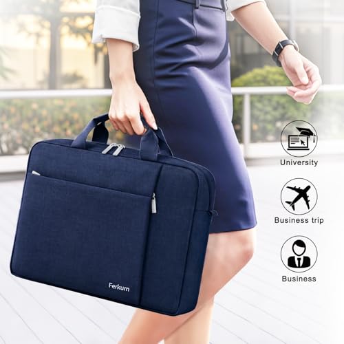 Ferkurn Laptop Bag Case for Women Men Computer Bag Compatible with HP Envy Pavilion Omen/LG Gram/MSI/Dell Inspiron XPS/Lenovo/Acer, Shoulder Strap Carrying Messenger Briefcase, Blue, 17 17.3 Inch - Image 4