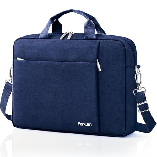 Ferkurn Laptop Bag Case for Women Men Computer Bag Compatible with HP Envy Pavilion Omen/LG Gram/MSI/Dell Inspiron XPS/Lenovo/Acer, Shoulder Strap Carrying Messenger Briefcase, Blue, 17 17.3 Inch - Image 1