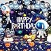 Sumind 47 Pcs Outer Space Birthday Party Decoration Set 1 Solar System Astronaut Rocket Backdrop Banner 2 Tablecloth 44 Balloons for Kids Planet Photo Booth - Image 4