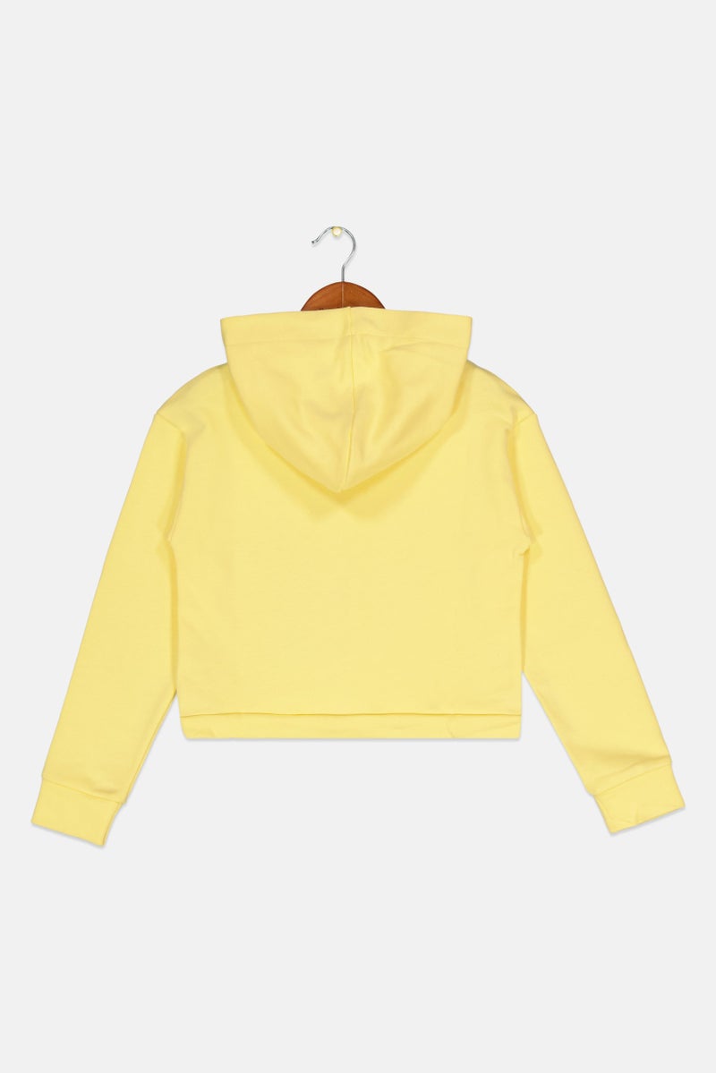 DIADORA هودي بناتي بطبعة جرافيك، أصفر - Image 2