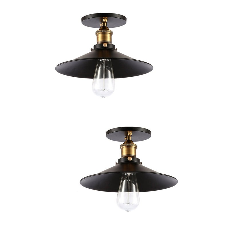 2pcs Vintage Industrial Flush Mount Metal Ceiling Without Bulb for Kitchen Dining Room Office - Image 1