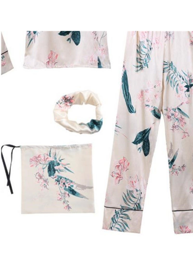 Generic - 7pcs pajamas set for women in all seasons imitation silk pajamas set - Image 1