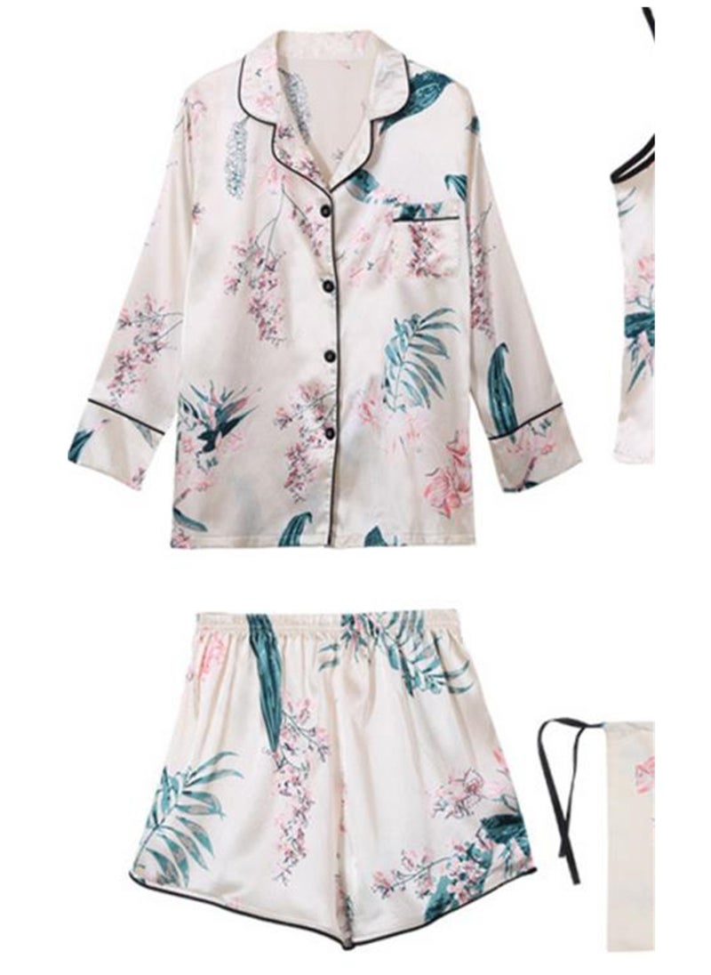 Generic - 7pcs pajamas set for women in all seasons imitation silk pajamas set - Image 1