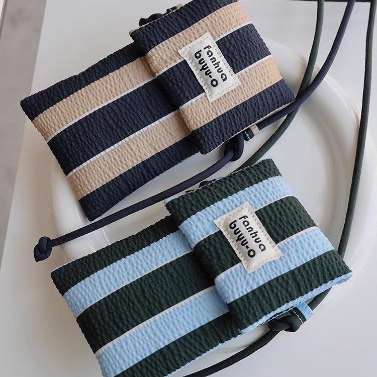 Cute Textured Striped Vertical Crossbody Bag Lightweight Women'S Mobile Phone Bag Original Korean Style Small Mobile Phone Bag - Image 4