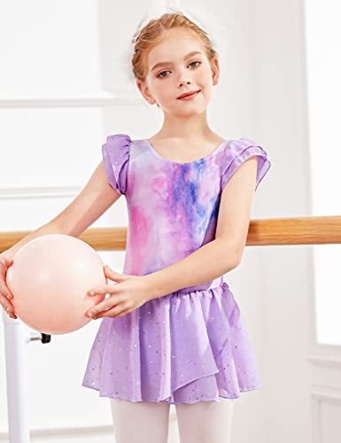 Arshiner Girls Ruffle Sleeve Ballet Dance Dress Tutu Skirted Leotard - Image 2