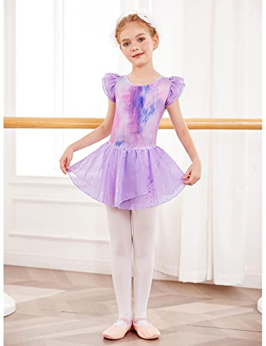 Arshiner Girls Ruffle Sleeve Ballet Dance Dress Tutu Skirted Leotard - Image 5