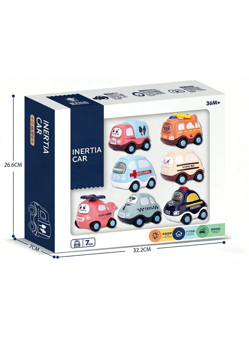 7-Pack Durable Pull Back Cars for Toddlers 1-2 Years Old， ABS material， Baby’s First Vehicle Toy Set ，Boy Girl Gift in Color Box - Image 1