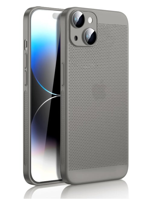 Heat Dissipation Case with Built in Camera Lens Protector Slim Fit Breathable Cooling Anti Fingerprint Hard PC Back ShockproofÂ Cover For Iphone 15 (Titanium)