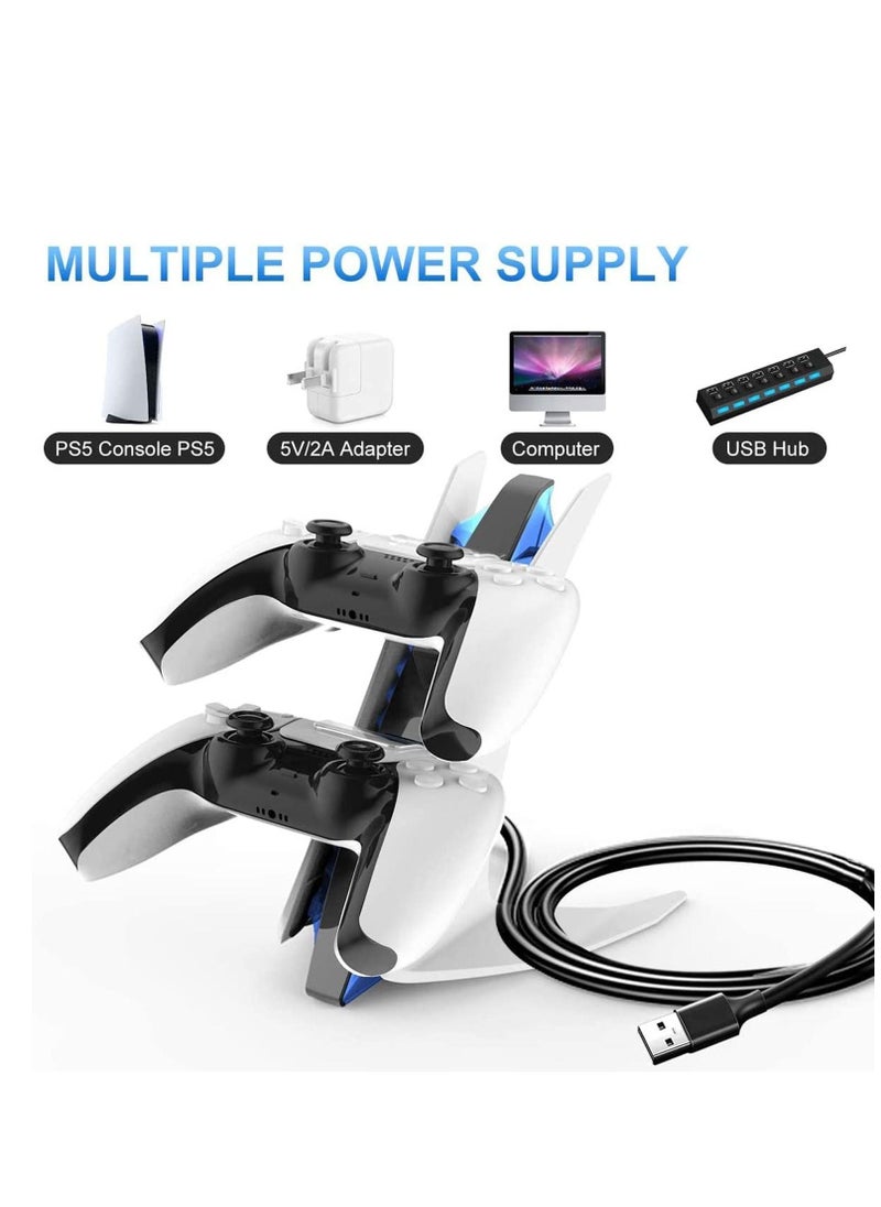 Excefore - for PS5 Charging Station Controller Charger Dock Replacment Remote, Dual Playstation Stand Charger, with Wake-up 4-Level Vibration Turbo, Motion Control Function, 600mAh - Image 1