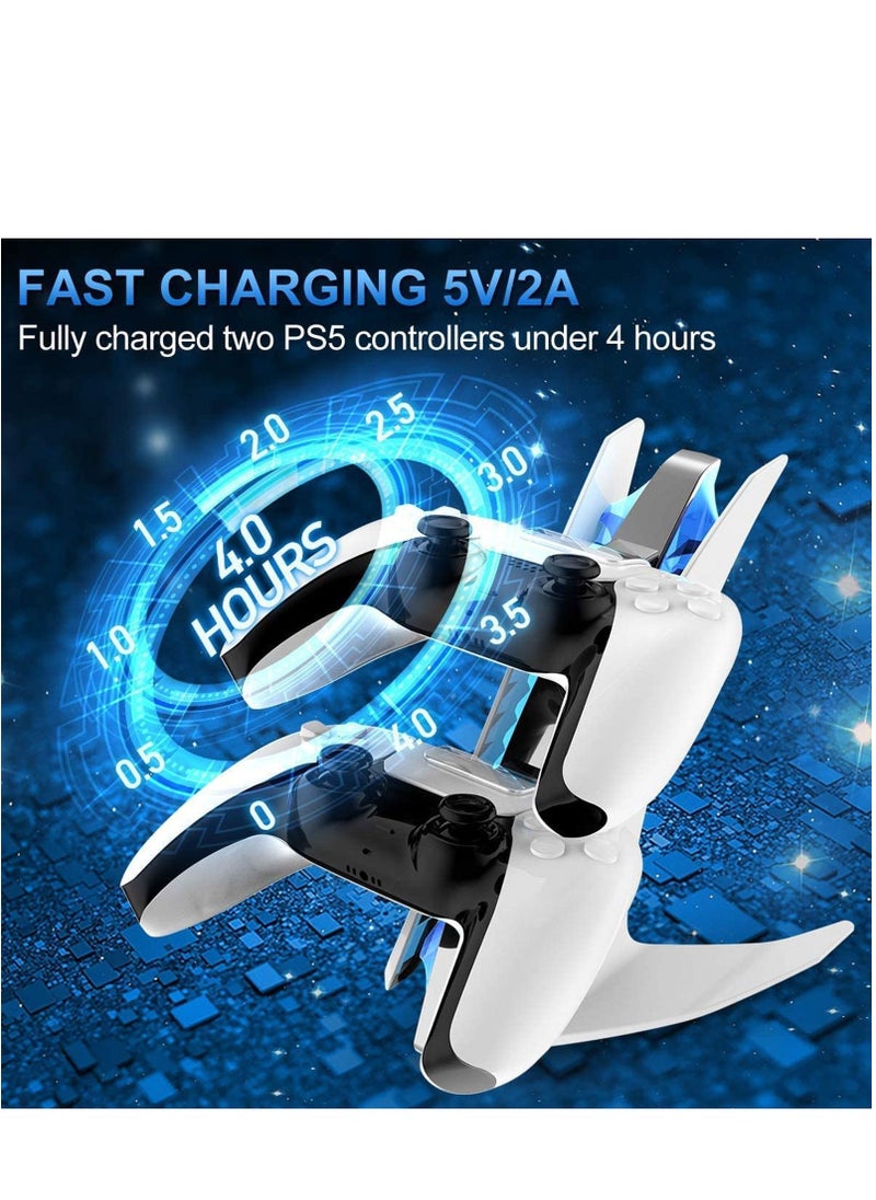 Excefore - for PS5 Charging Station Controller Charger Dock Replacment Remote, Dual Playstation Stand Charger, with Wake-up 4-Level Vibration Turbo, Motion Control Function, 600mAh - Image 1