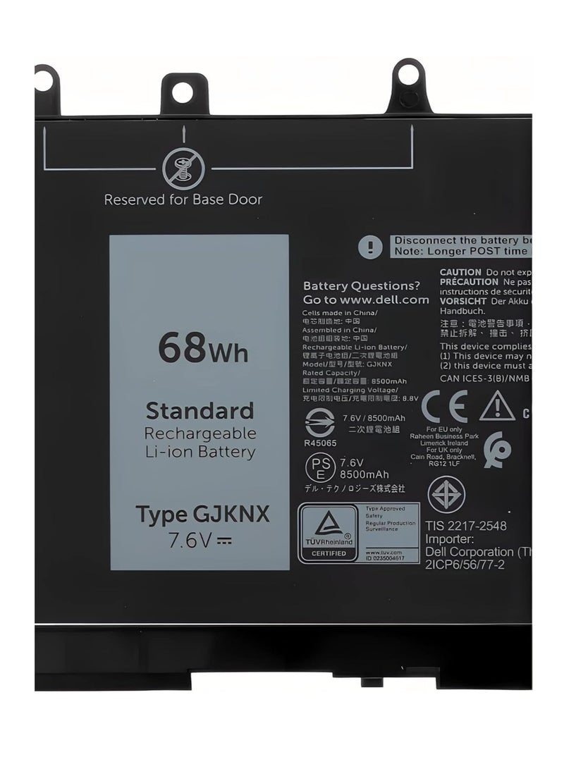 Replacement for Dell Battery 68Wh 4 Cell 8500mAh Latitude 5580 5480 5280 5290 5590 5490 5491 5495 5591 Precision 3520 3530 Type: GJKNX - Image 2