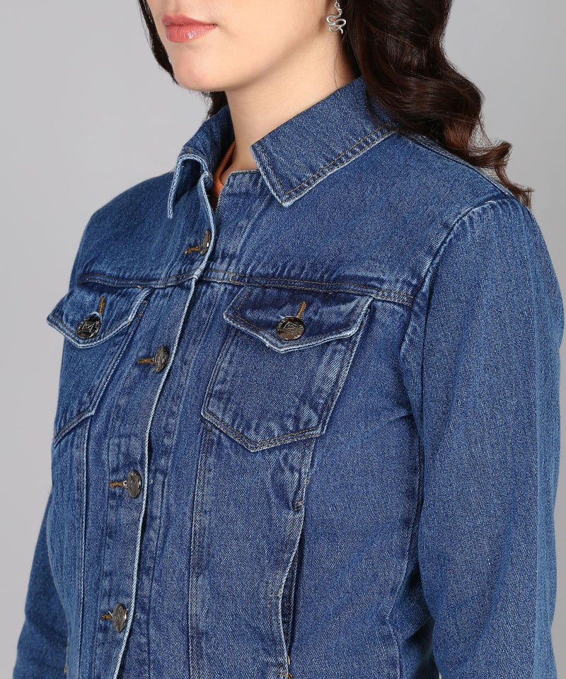 Nifty Women's Solid Denim Jacket (CTTNJCKT_BTA_M_Light_Blue_M) - Image 5
