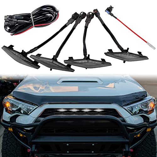mingjue 4pcs LED Grill Lights for 20142021 Toyota 4Runner TRD Pro Grille Including SR5 TRD offroad Limited TRO Pro Models Raptor Style LED Light White light with black housing - Image 1