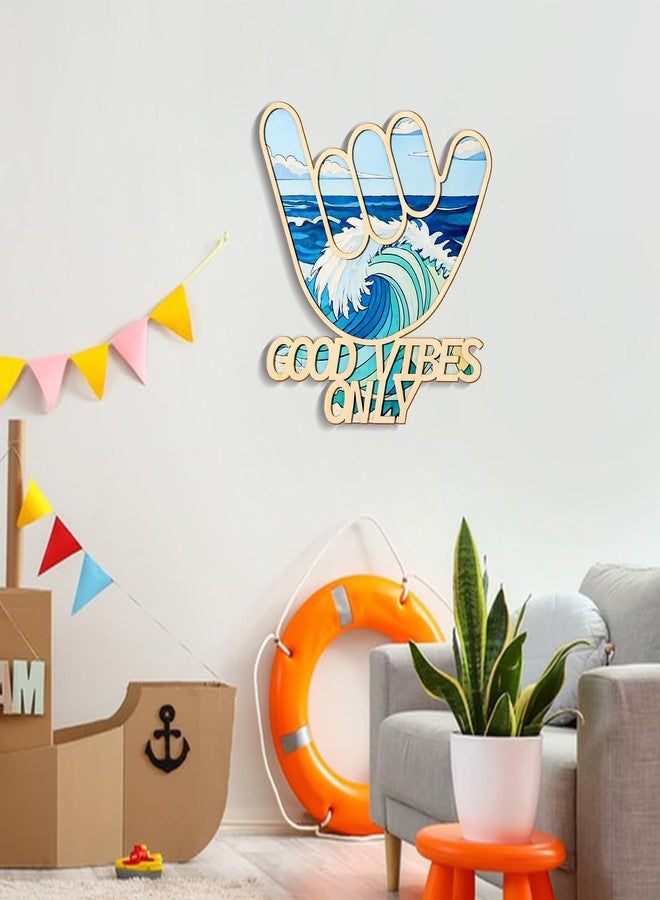 Bnesi Wooden Hawaiian Decor Surfer Hand Sign Surfer Decor Cool Surf Board Wall Decor Beach Room Decor for Nursery Room Bedroom Bathroom Living Room Gifts for Surfers (Cartoon) - Image 5