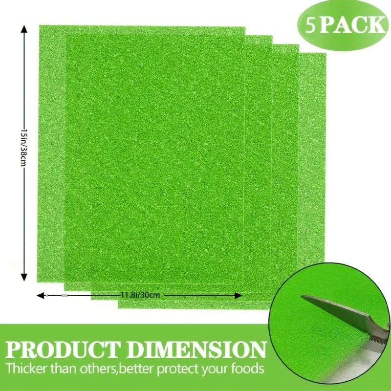 Green 5Pcs Refrigerator Shelf Liners Fruit Vegetable Fresh Keeping Drawer Mats - Image 4