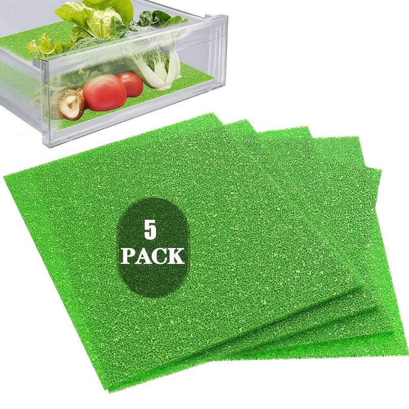 Green 5Pcs Refrigerator Shelf Liners Fruit Vegetable Fresh Keeping Drawer Mats - Image 1