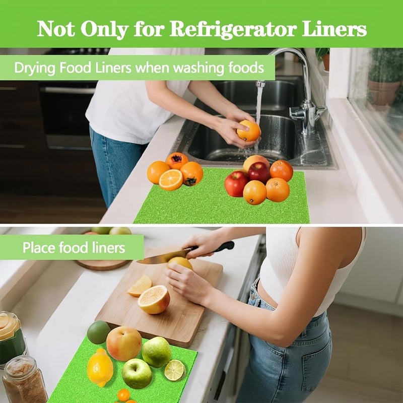 Green 5Pcs Refrigerator Shelf Liners Fruit Vegetable Fresh Keeping Drawer Mats - Image 5