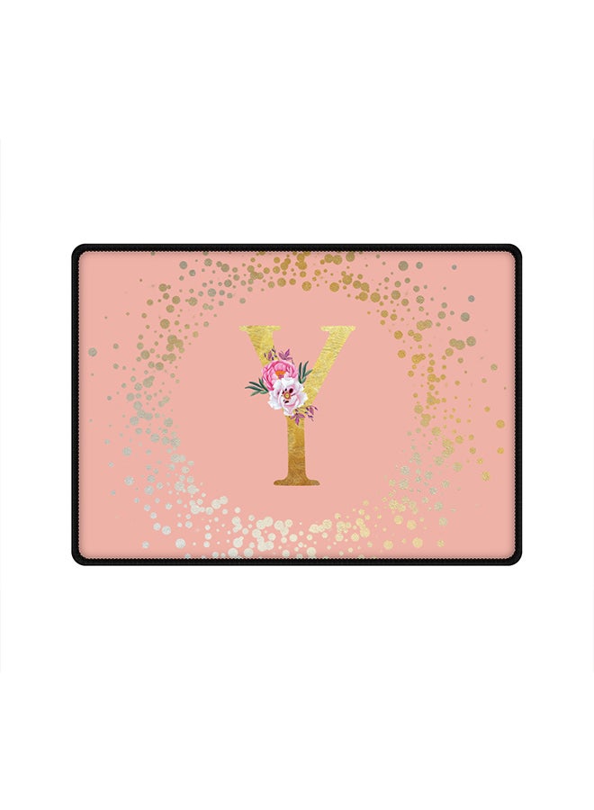 Stylizedd Designer Gaming Mouse Pad Anti-Skid Mousepad Large Keyboard Mouse Pad Desk Mat Custom Monogram Initial Letter Floral Pattern Alphabet - Y(Rose Pink)  - Image 1