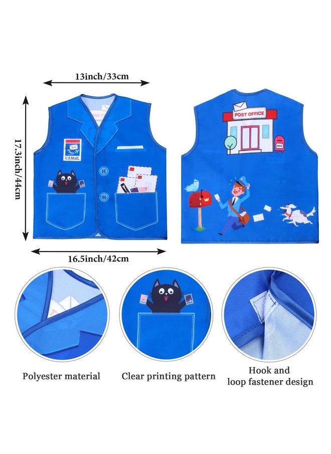 Keymall - Kids Mailman Costume Mail Carrier Hat Mr. Postman Canvas Bag Vest Envelopes For Halloween Career Day Postal Costume - Image 1
