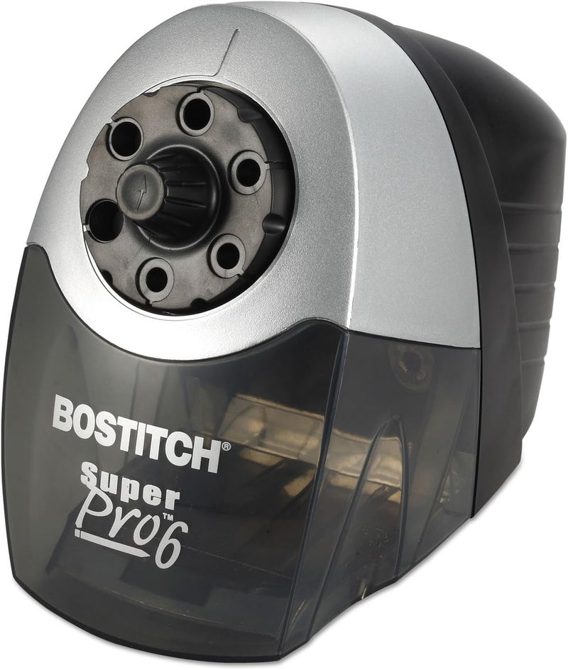 Bostitch Office SuperPro6 Electric Pencil Sharpener, Heavy Duty Commercial with 6 Holes and Industrial Motor, Grey - Image 1
